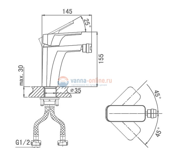 Смеситель D&K Berlin DA1432216 для биде, белый Смеситель D&K Berlin DA1432216 для биде, белый
