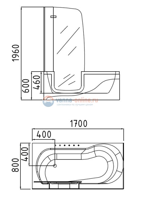 Ванна гидромассажная акриловая Gemy G9246 B L/R, 170 х 80 х 196 см Ванна гидромассажная акриловая Gemy G9246 B L/R, 170 х 80 х 196 см