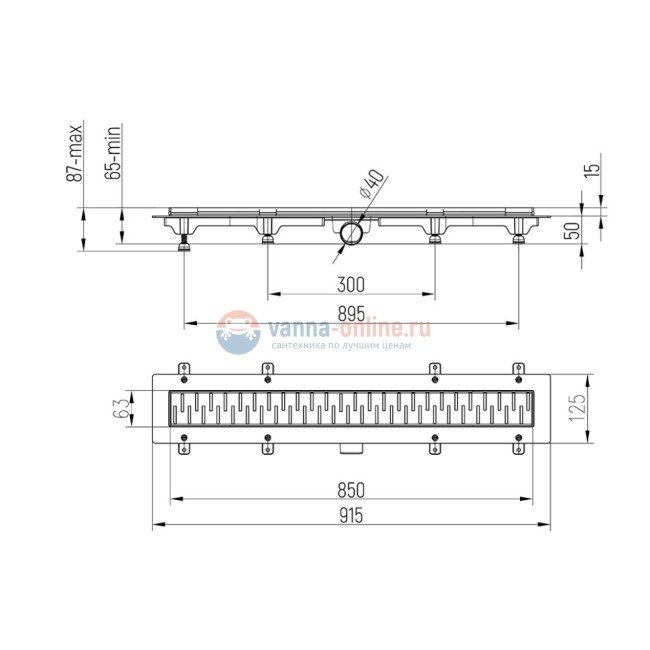 Душевой лоток Paini Medium 850 мм