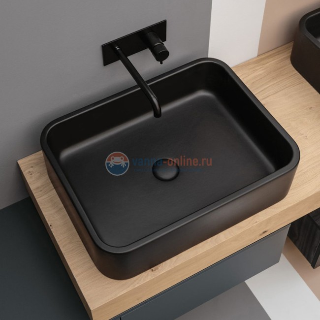 Донный клапан click-clack AXA с керамической крышкой, черный матовый