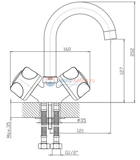 Смеситель Orange Classic R M73-011cr для раковины Смеситель Orange Classic R M73-011cr для раковины