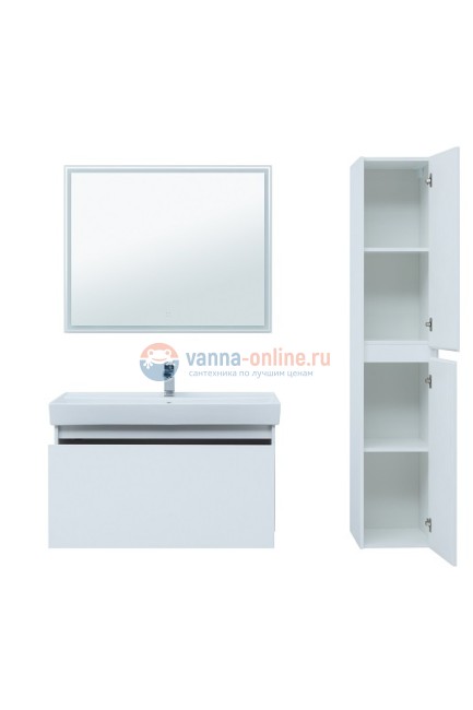 Тумба с раковиной Aquanet Nova Lite 100, 1 + 1 ящик в ящике, белый глянец