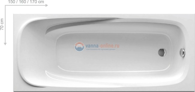 Акриловая ванна Ravak Vanda 2 160 х 70 см