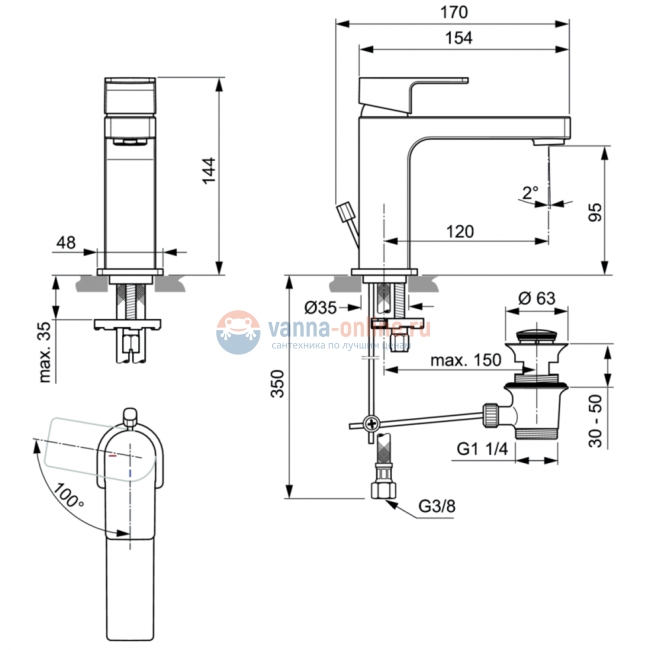 Смеситель для раковины Ideal Standard EDGE A7102AA Смеситель для раковины Ideal Standard EDGE A7102AA