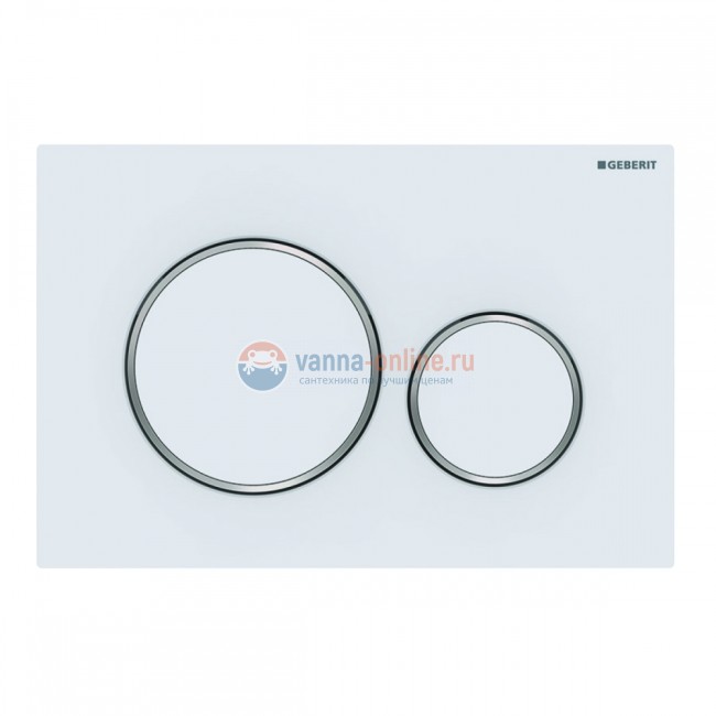 Клавиша Geberit Sigma Type 20 115.882.KK.1 рамка и кнопки: белые, обод: позолота, двойной смыв (не оставляет отпечатки пальцев)