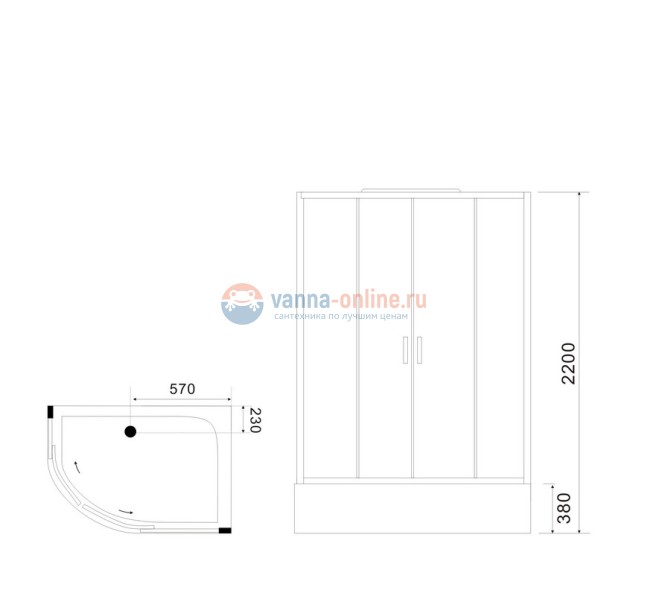 Душевая кабина Black&White Galaxy G5507 L/R, 120 x 80 см, гидромассажная