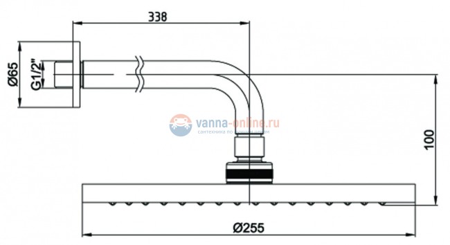 Верхний душ E.C.A Myra 102145034EX с душевым кронштейном