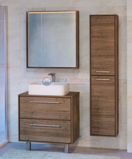 Тумба под раковину Raval Frame 75 Fra.01.75/P/DT, подвесная, дуб трюфель