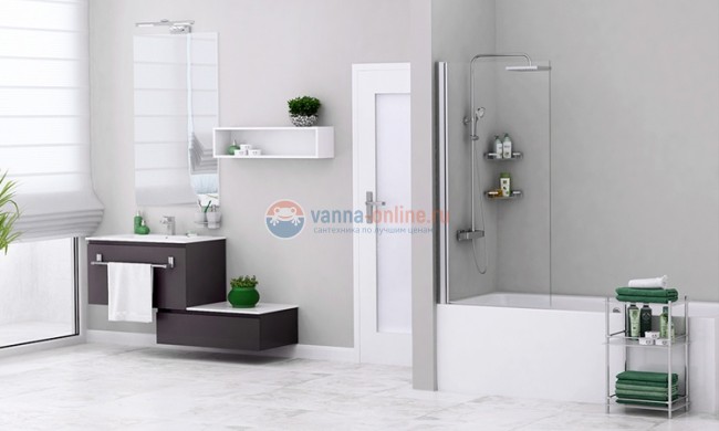 Стеклянная шторка WasserKraft Berkel 48P01-80 для душа, распашная, одностворчатая