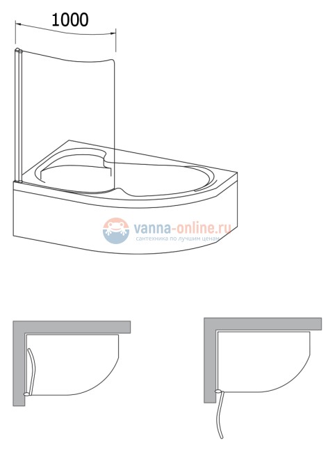 Шторка на ванну Ravak Rosa CVSK1 160/170 Transparent