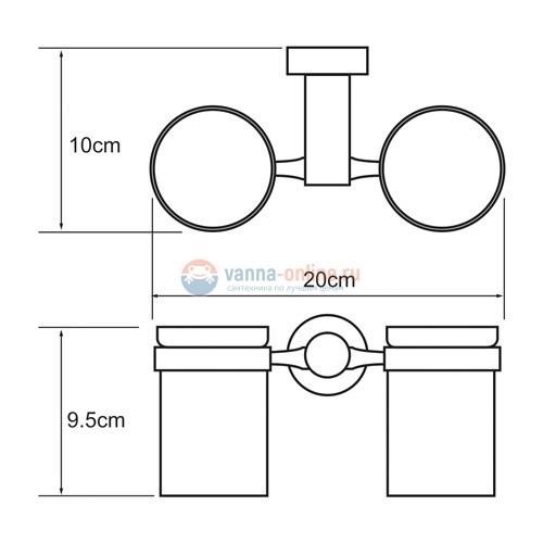 Стакан стеклянный с держателем WasserKRAFT Donau 9428D, двойной Стакан стеклянный с держателем WasserKRAFT Donau 9428D, двойной