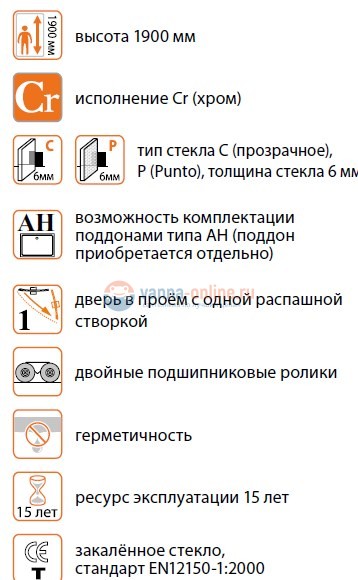 Душевая дверь Cezares ECO-B-1-65-Cr, 65 см