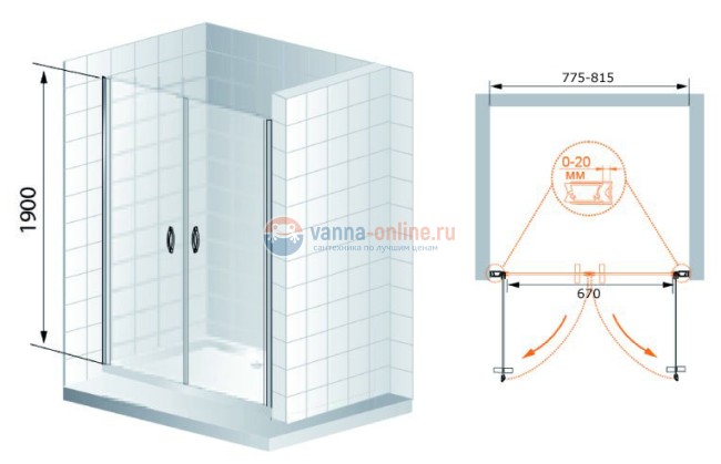Душевая дверь Cezares FONTANO-B-2-80-C-Cr, профиль-хром
