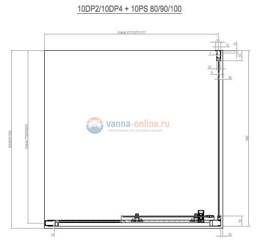 Неподвижная стенка Ravak 10° 10PS-80 9UV40C00Z1, блестящий/транспарент