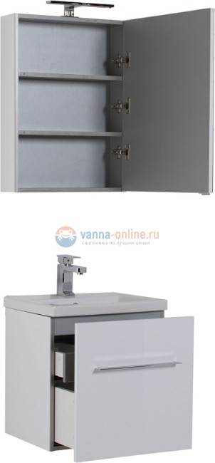 Зеркальный шкаф Aquanet Порто 70 белый, 241748