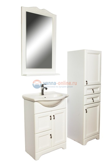 Зеркало Orange Классик 75 см, массив бука, цвет - белый