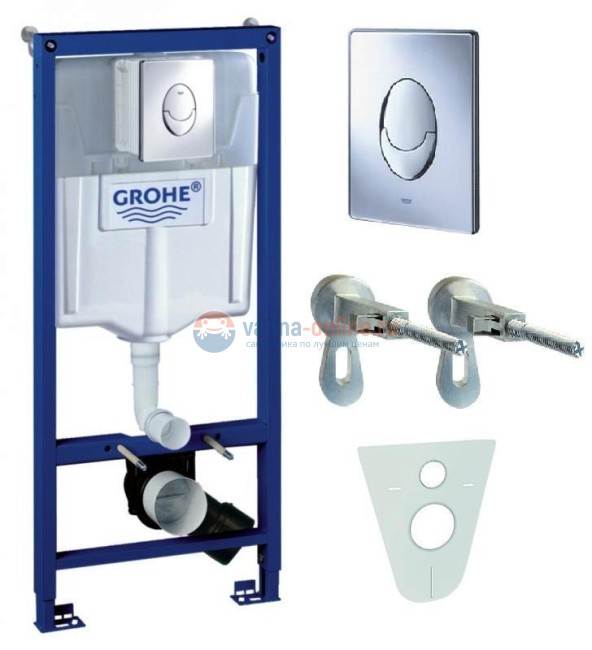 Система инсталляции для унитазов Grohe Rapid SL 38750001 4 в 1 с кнопкой смыва
