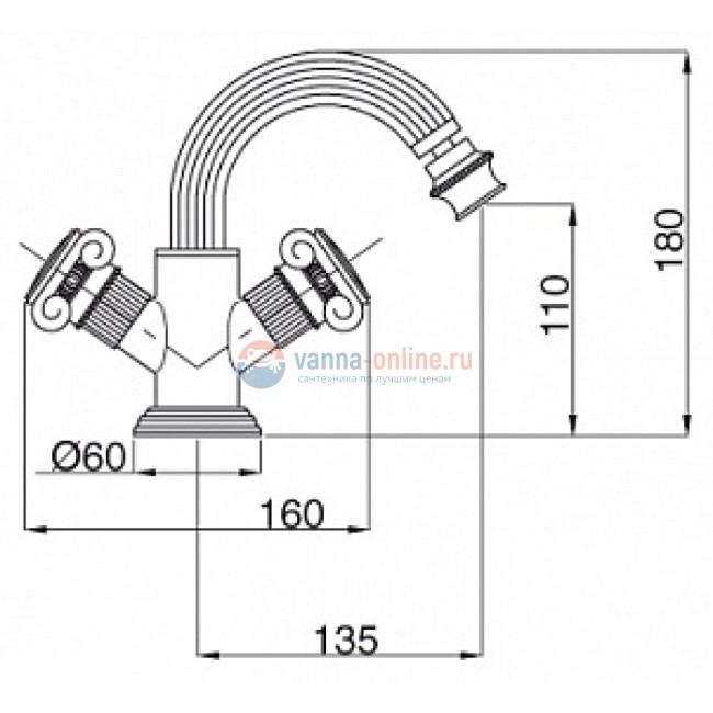 Смеситель Cezares Olimp BS2-03/24-M цвет золото, ручки круглые металл Смеситель Cezares Olimp BS2-03/24-M цвет золото, ручки круглые металл