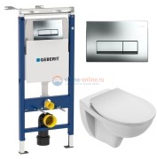 Инсталляция Geberit с безободковым унитазом Jacob Delafon Patio EDV102-00, сиденье микролифт, комплект Инсталляция Geberit с безободковым унитазом Jacob Delafon Patio EDV102-00, сиденье микролифт, комплект
