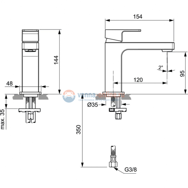 Смеситель для раковины Ideal Standard EDGE A7103AA