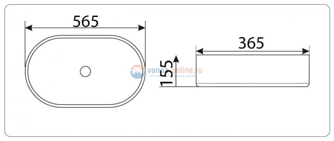 Раковина CeramaLux Серия N 9025 накладная, белый