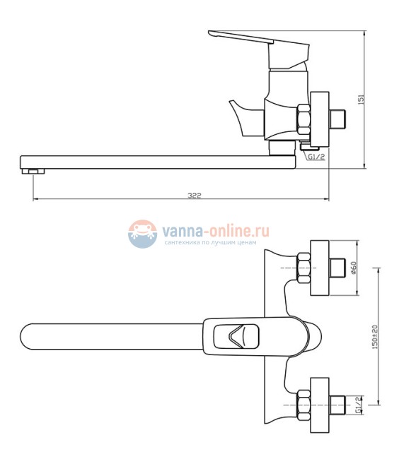 Смеситель Agger Brave A2321100 для ванны и душа, хром