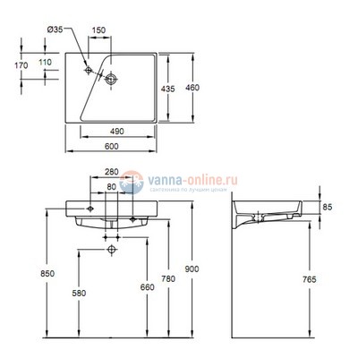 Раковина Jacob Delafon Formilia Rythmik E4783-00, 60 х 46 см, подвесная