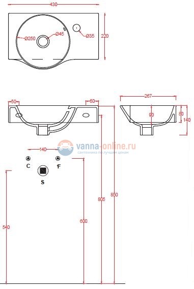 Раковина ArtCeram Lavamani Union LML001 01; 00, подвесная, цвет - белый, 43 х 26,7 х 14 см
