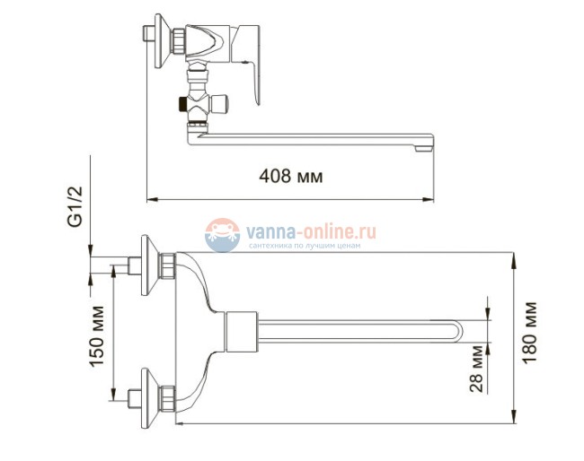 Смеситель WasserKRAFT LEINE 3502L для ванны и душа с длинным поворотным изливом 35 см, хром Смеситель WasserKRAFT LEINE 3502L для ванны и душа с длинным поворотным изливом 35 см, хром