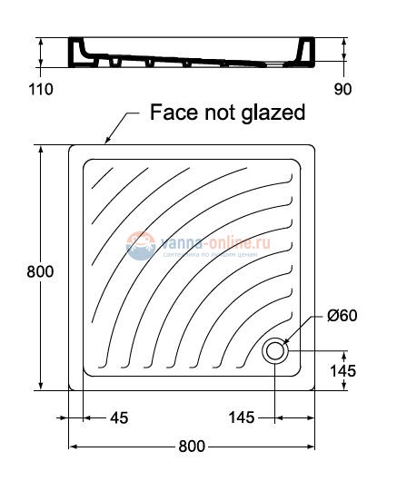 Поддон Vidima 80 x 80 см,  W833261, керамический, квадратный,