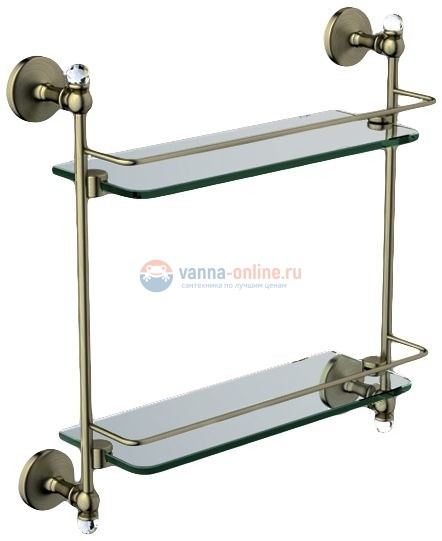 Двойная стеклянная полка Art&Max Antic Crystal AM-2682BSJ-Br, бронза Двойная стеклянная полка Art&Max Antic Crystal AM-2682BSJ-Br, бронза