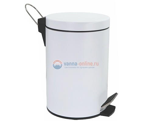 Ведро для мусора WasserKRAFT 635 White, с педалью, 5 л, цвет -белый