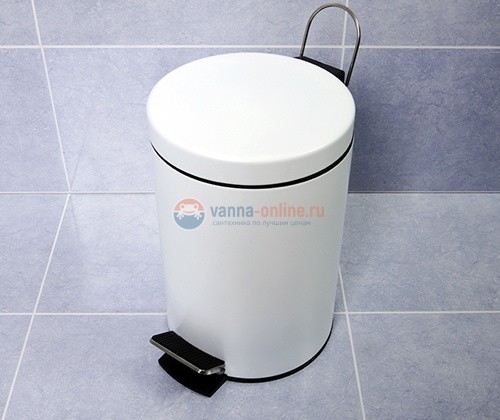 Ведро для мусора WasserKRAFT 635 White, с педалью, 5 л, цвет -белый