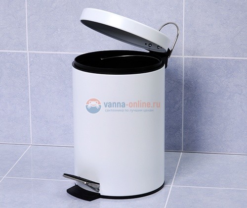 Ведро для мусора WasserKRAFT 635 White, с педалью, 5 л, цвет -белый