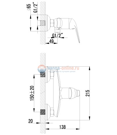 Смеситель Lemark plus Advance LM1203C для душа Смеситель Lemark plus Advance LM1203C для душа