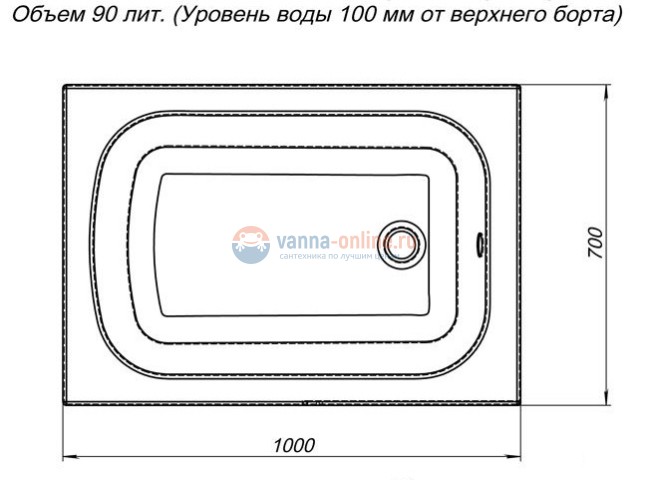 Акриловая ванна Aquanet Seed 110 x 70 см, 246133