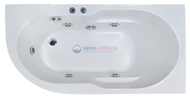 Ванна гидромассажная Royal Bath Azur Standart RB614202ST-L/R, 159 x 79 см, белая