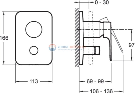 Смеситель Jacob Delafon Aleo+ E98718-CP для ванны/душа Смеситель Jacob Delafon Aleo+ E98718-CP для ванны/душа