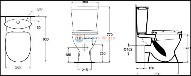Напольный унитаз-компакт с сидением и крышкой Ideal Standard OCEANE W904401