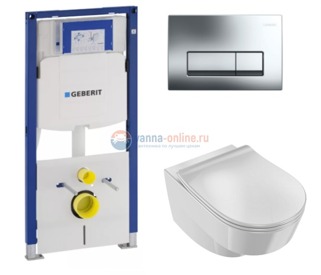 Инсталляция Geberit с безободковым унитазом Jacob Delafon Odeon Rive Gauche EDR102-00, сиденье микролифт, комплект 361920