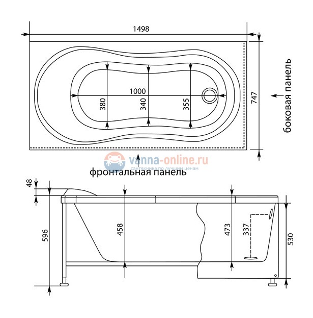 Ванна акриловая Aquanet Corsica 00203927 150 x 75 см