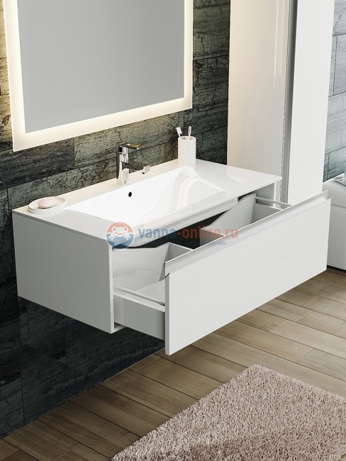 Тумба с раковиной Sanvit Авеню-1 kavenu190, 90 см подвесная, белый глянцевый