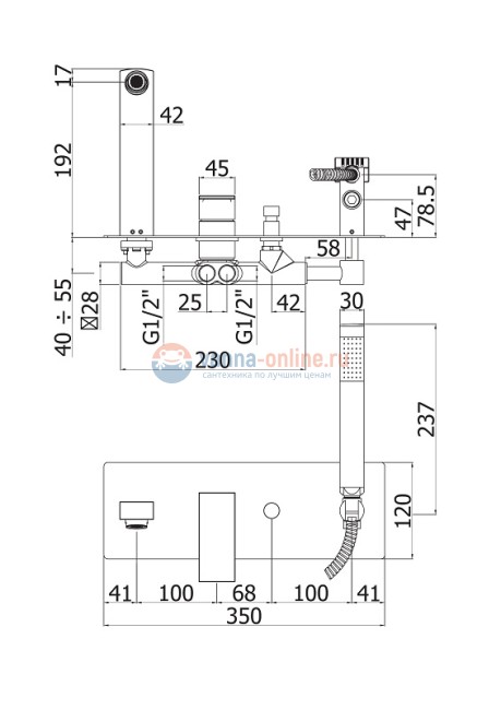 Смеситель для ванны и душа Cezares Effect EFFECT-VDM2-01, хром Смеситель для ванны и душа Cezares Effect EFFECT-VDM2-01, хром