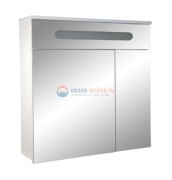 Зеркальный шкаф Emmy Сигма 80 см, sig80mir1, с подсветкой, 2 двери, белый, правый