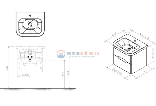 Тумба под раковину Ravak SD Chrome II 650 фасад белый, корпус белый