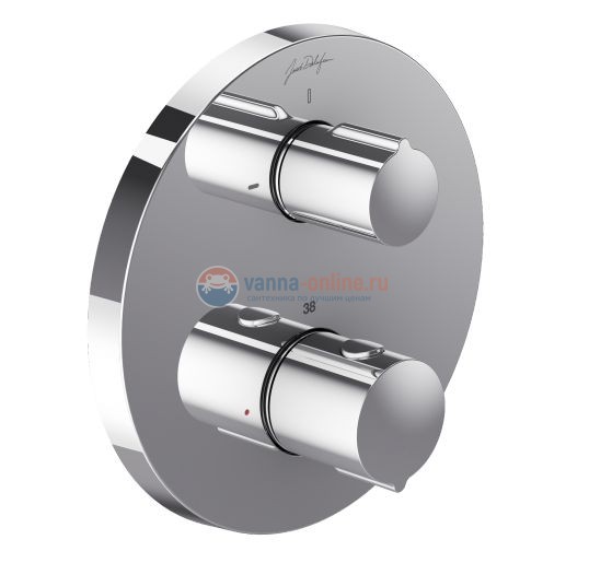 Смеситель термостатический Jacob Delafon Round E75390-CP, для ванны и душа, внешняя часть Смеситель термостатический Jacob Delafon Round E75390-CP, для ванны и душа, внешняя часть