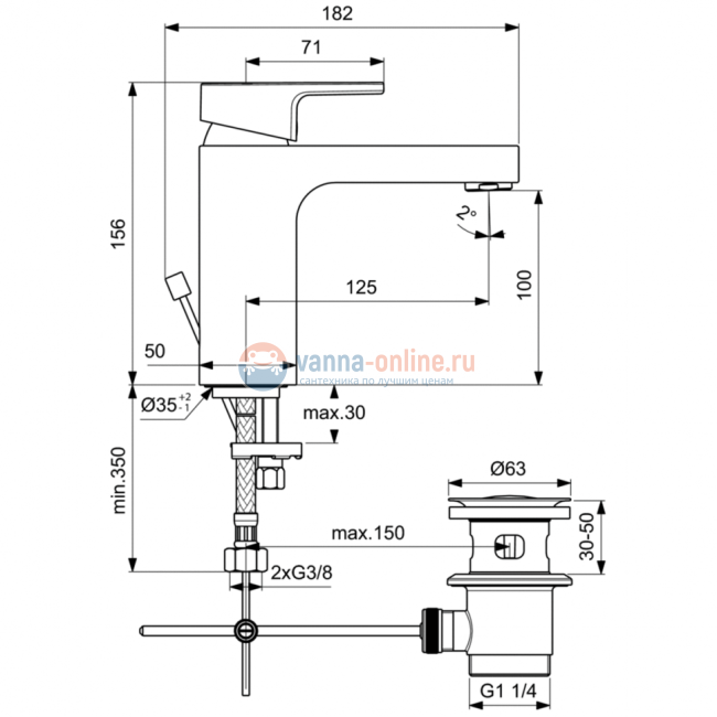 Смеситель для раковины Ideal Standard EDGE A7104AA Смеситель для раковины Ideal Standard EDGE A7104AA