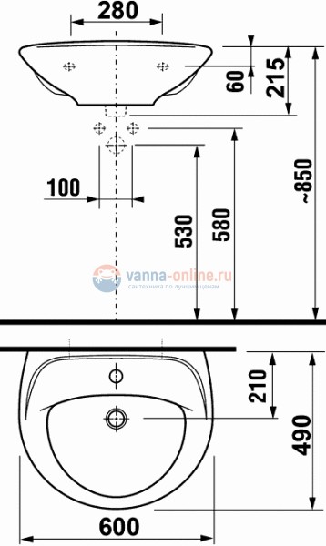 Раковина Jika Lyra 8142720001041 60*49 см