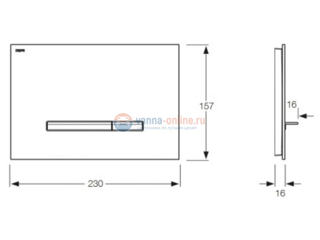 Клавиша смыва MEPA Sirius A New 421741 для унитаза, двойной смыв, для А31/E31, стекло, черный
