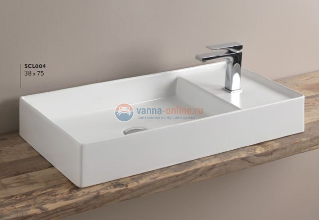 Раковина ArtCeram Scalino 75 SCL004 01; 00, накладная, цвет - белый глянцевый, 75 х 38 х 11,5 см